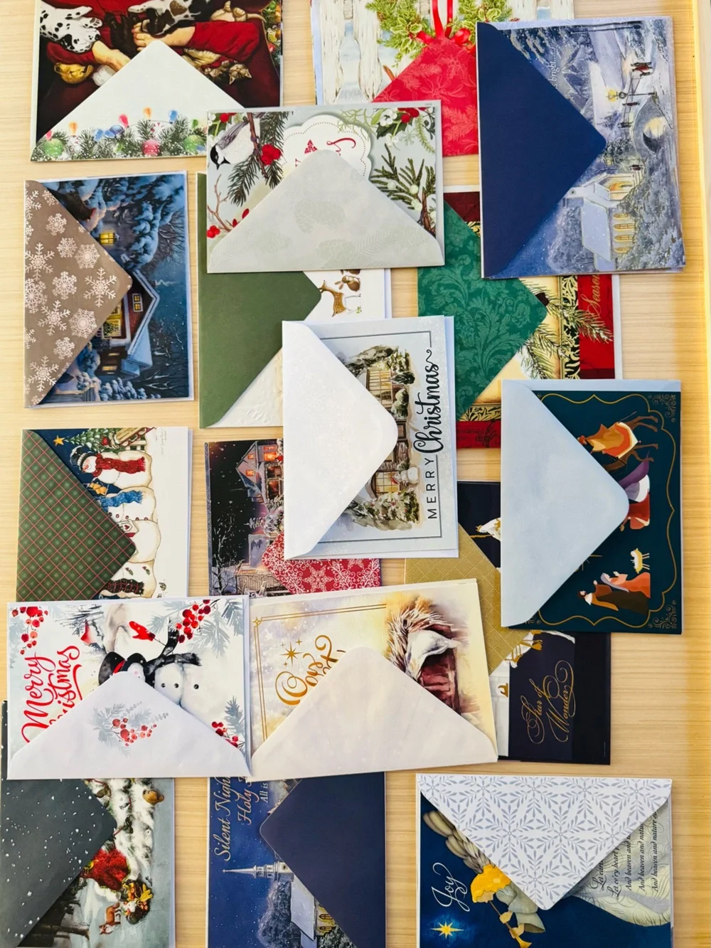 Set of 17 Holiday Christmas Greeting Cards with Envelopes - Assorted Unique